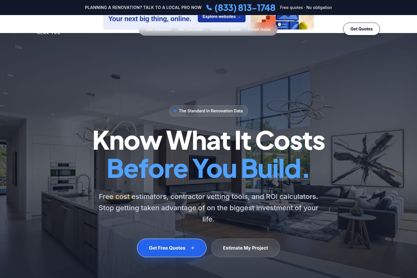 Public website screenshot of Home Reno Near You
