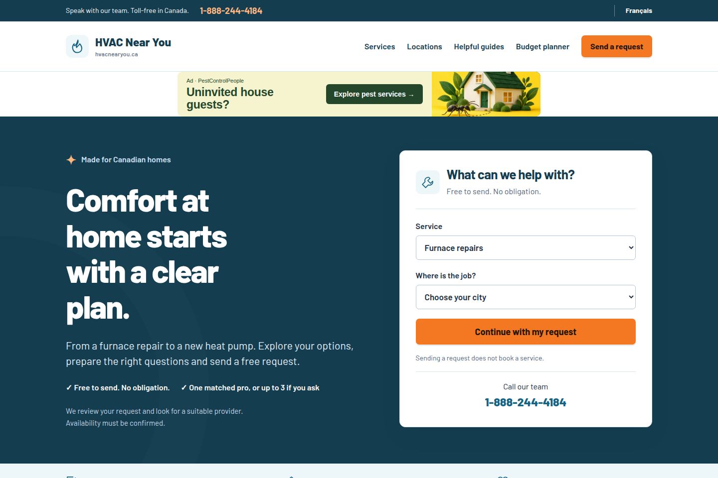 Public website screenshot of HVAC Near You