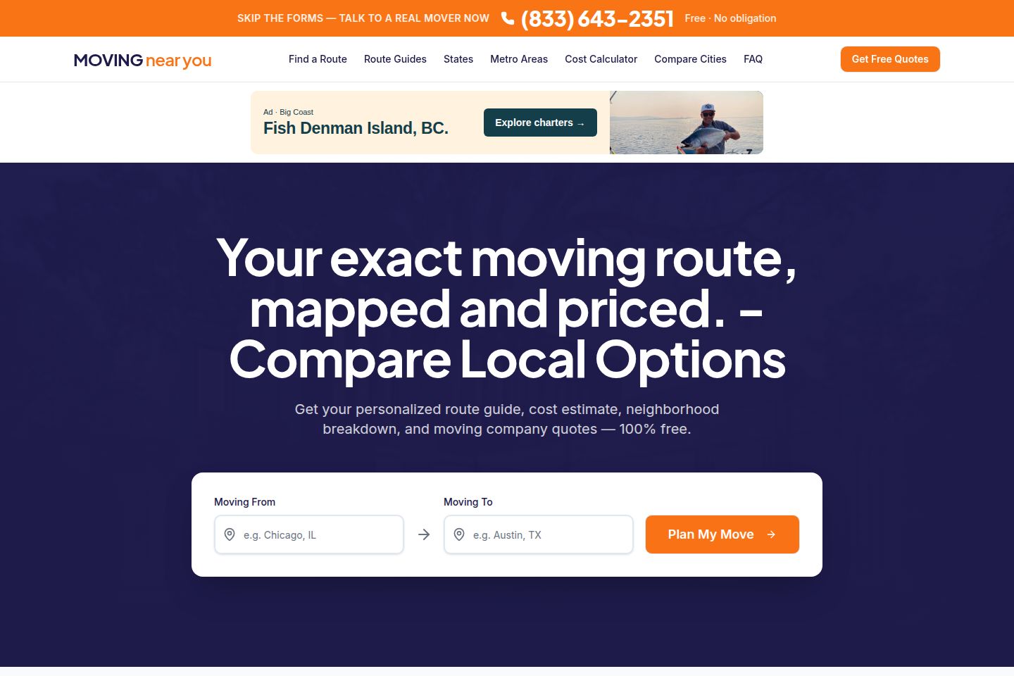 Public website screenshot of Moving Near You