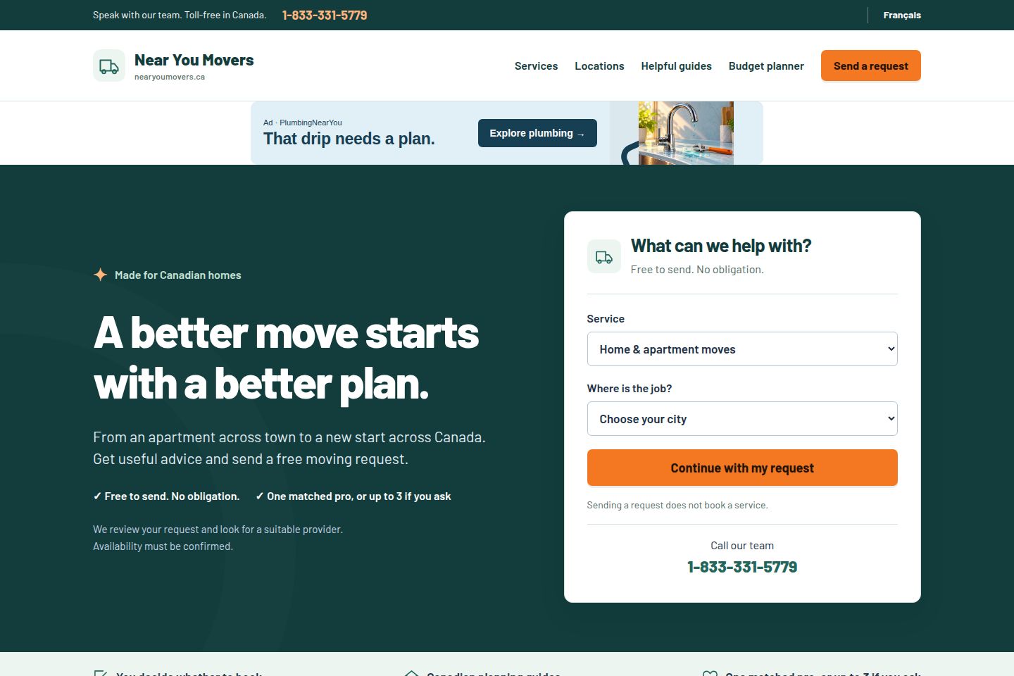 Public website screenshot of Near You Movers
