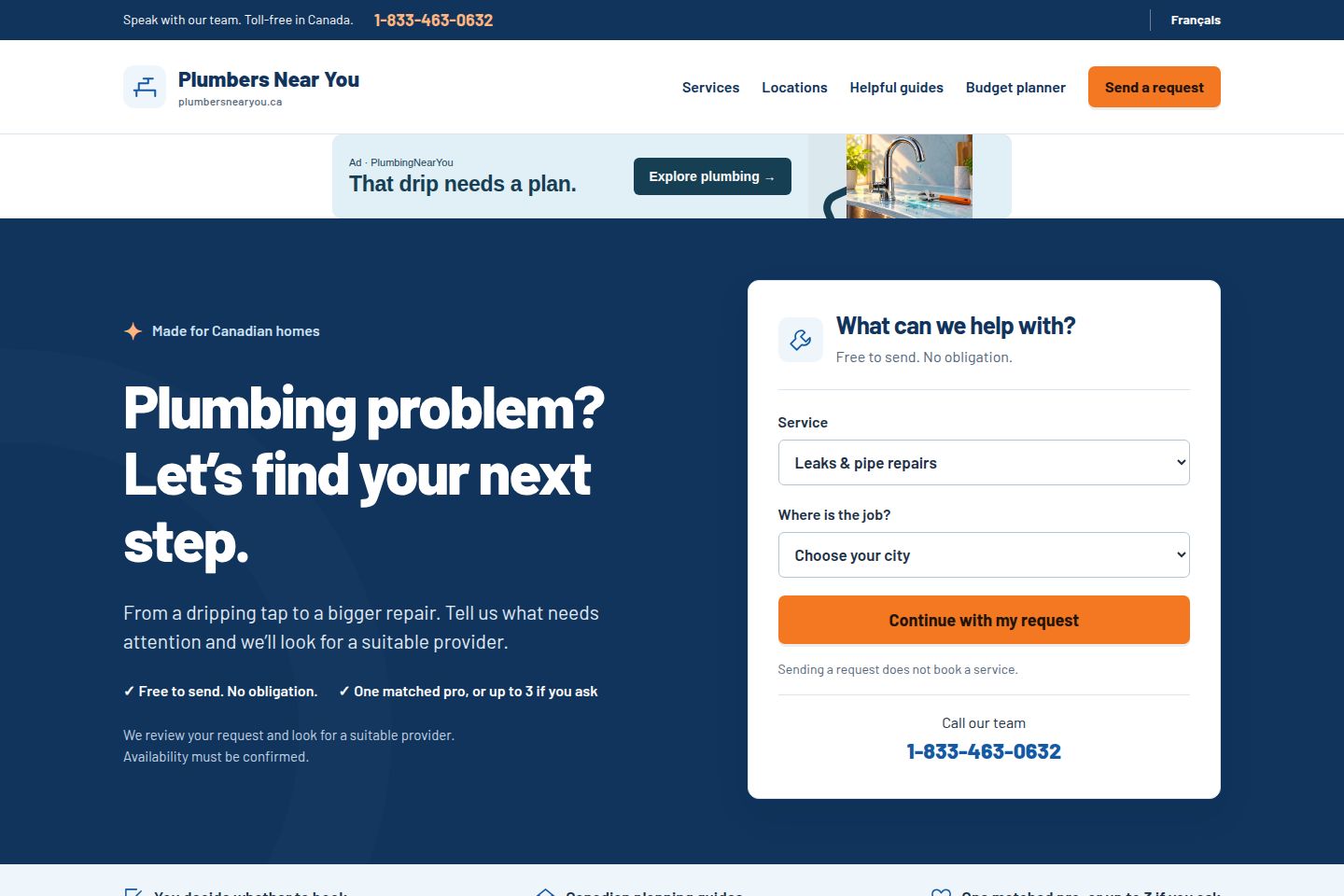 Public website screenshot of Plumbers Near You
