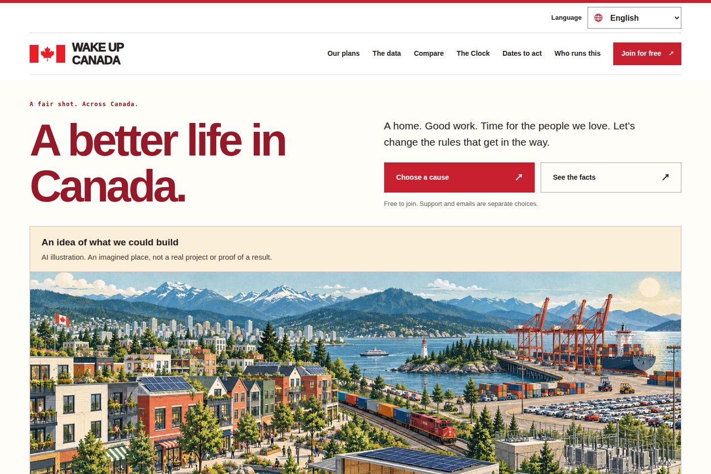 Public website screenshot of Wake Up Canada